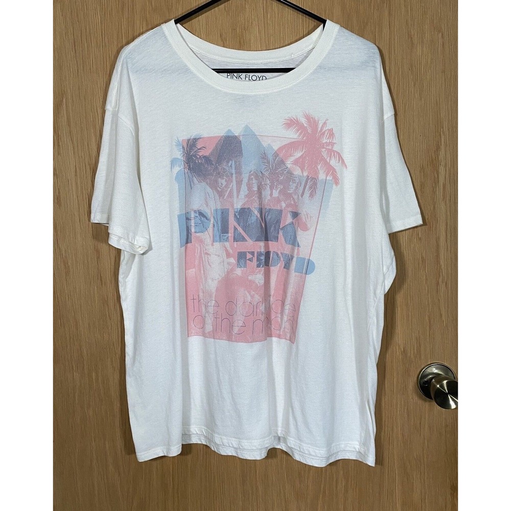 Pink Floyd The Darkside Of The Moon White Band T Basic Women's Sz XL T-Shirt